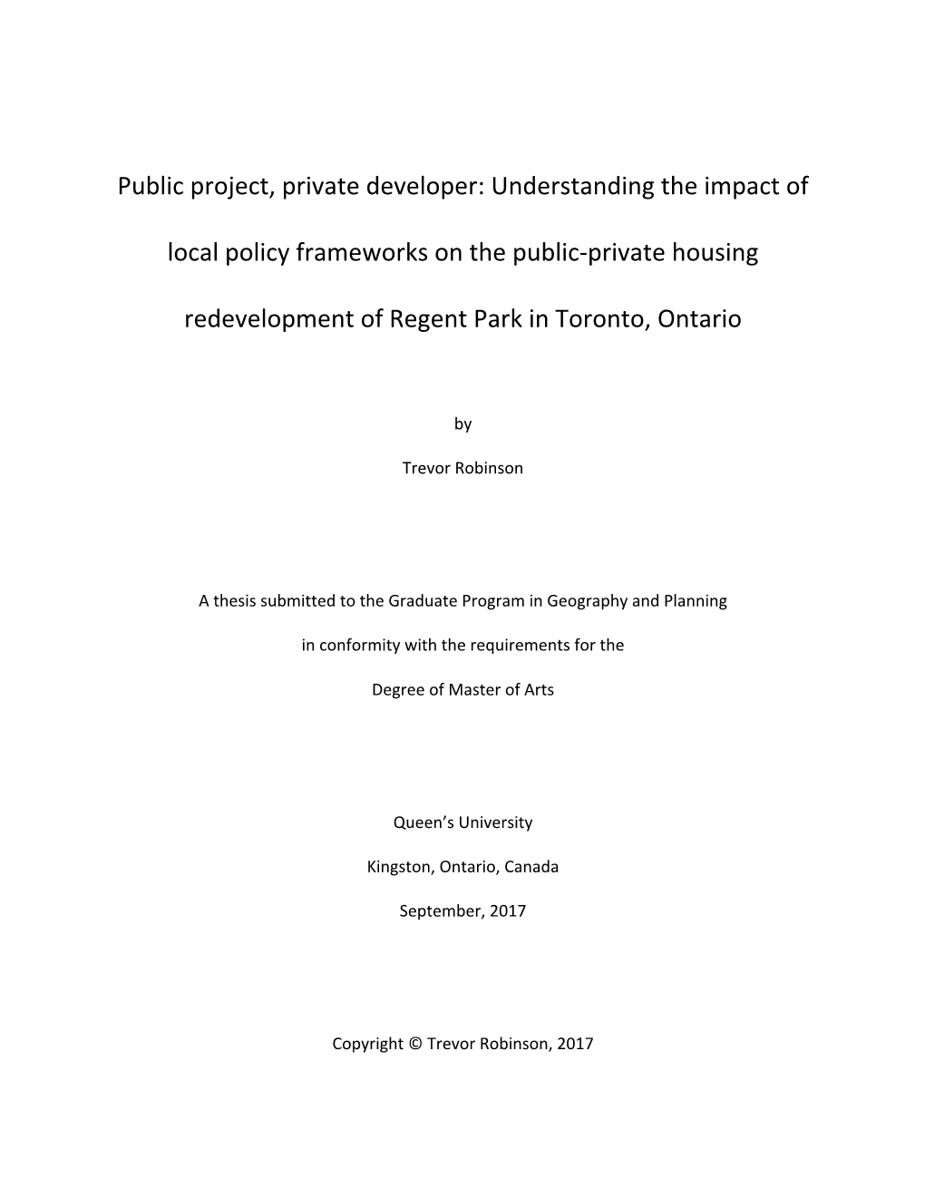 Public Project, Private Developer: Understanding the Impact of Local