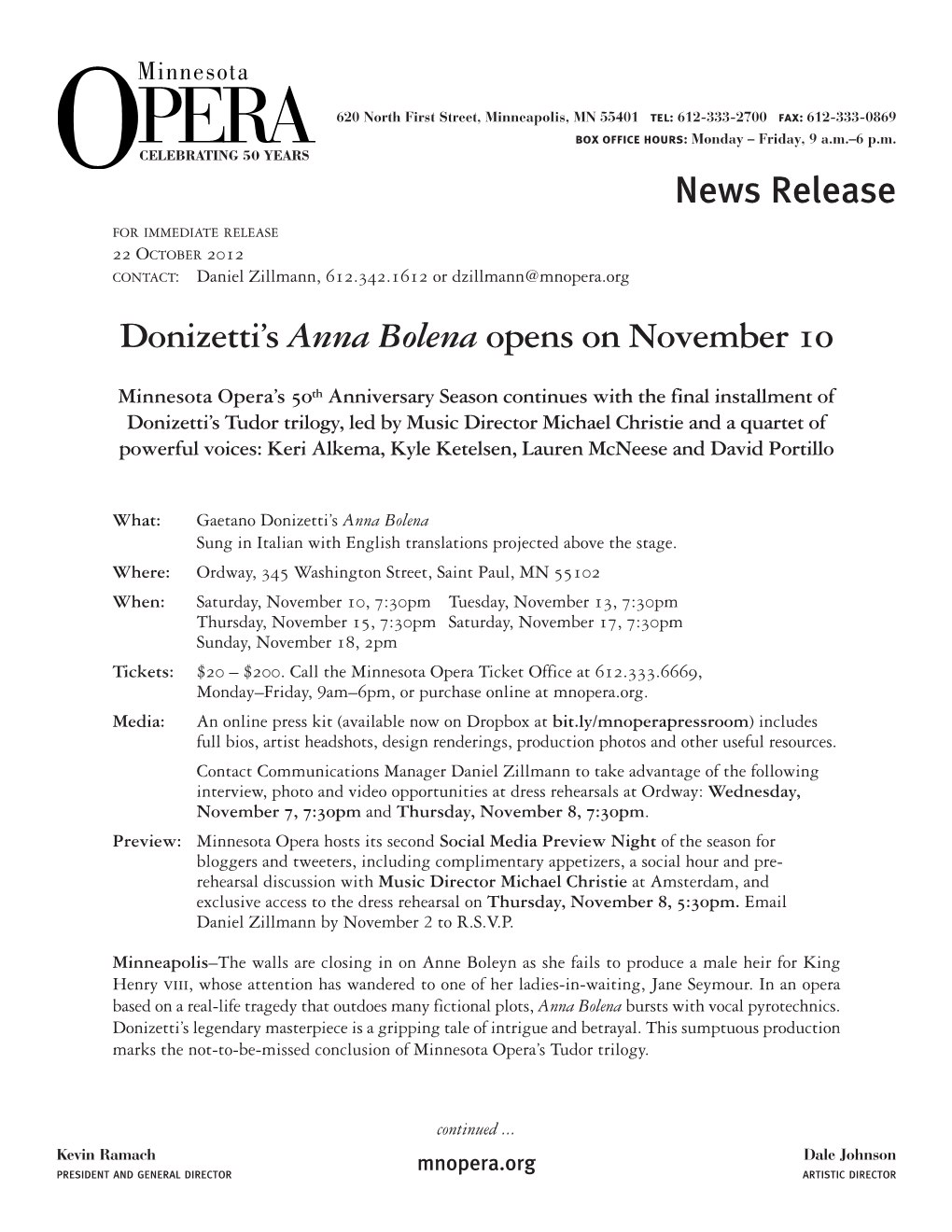 Donizetti's Anna Bolena Opens on November 10