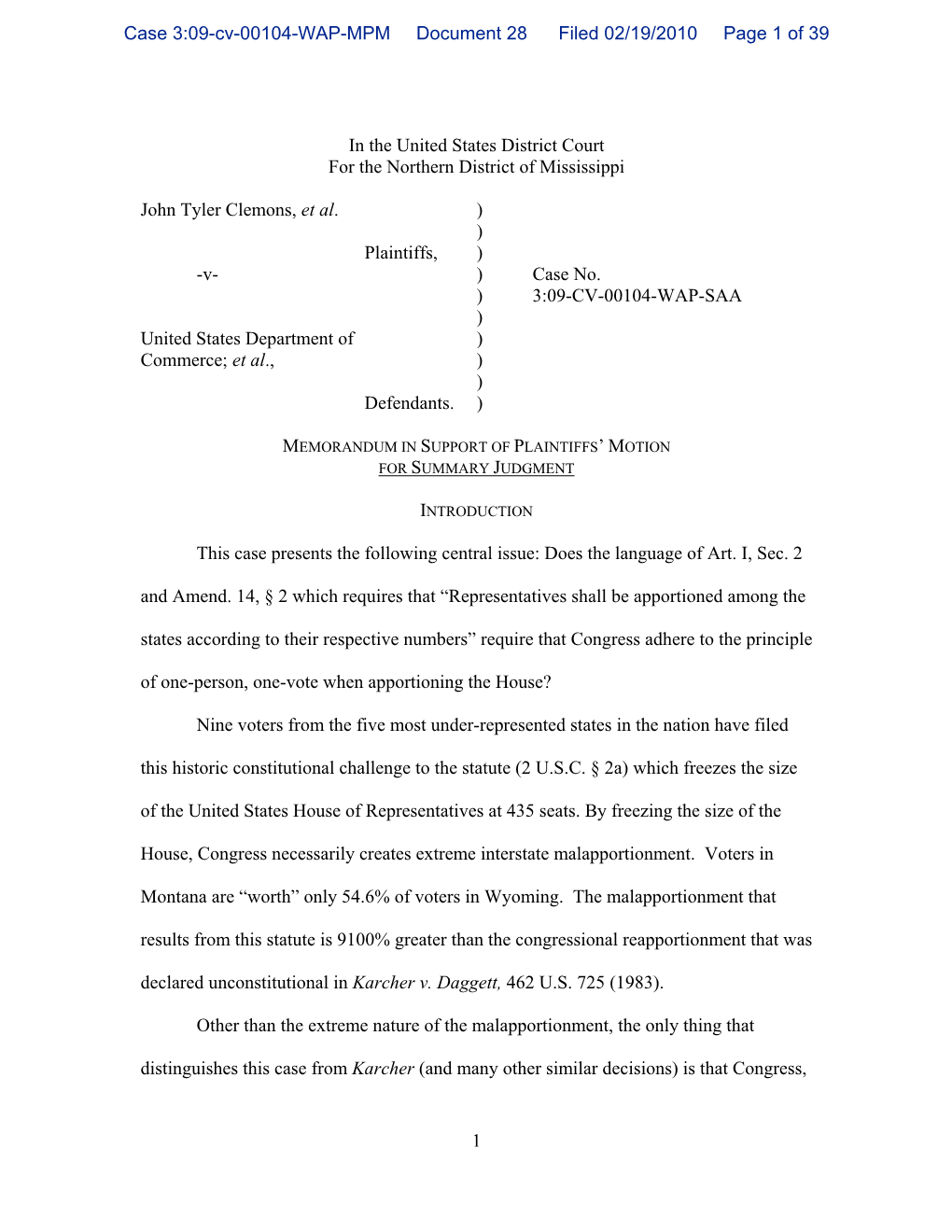 Case 3:09-Cv-00104-WAP-MPM Document 28 Filed 02/19/2010 Page 1 of 39