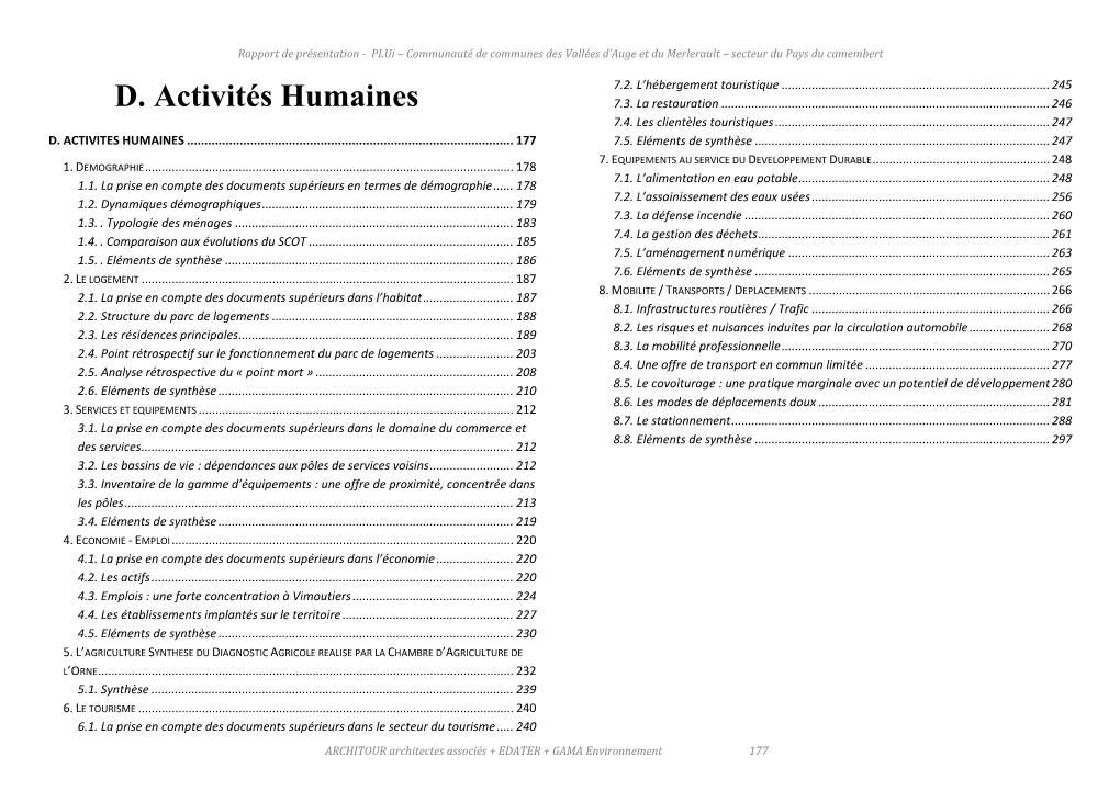 D. Activités Humaines 7.3