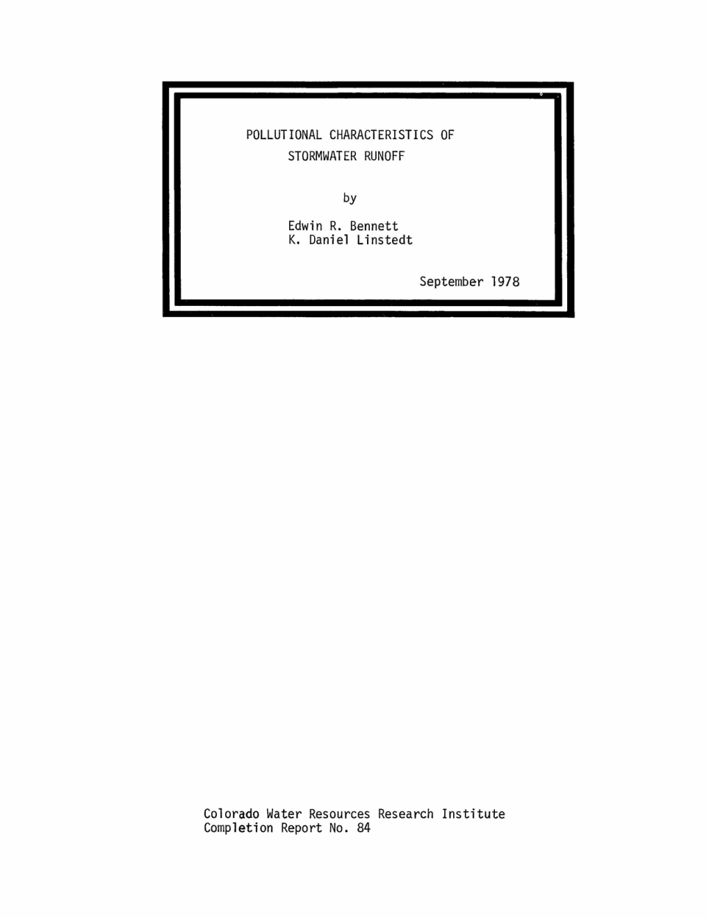 POLLUTIONAL CHARACTERISTICS of STORMWATER RUNOFF Edwin