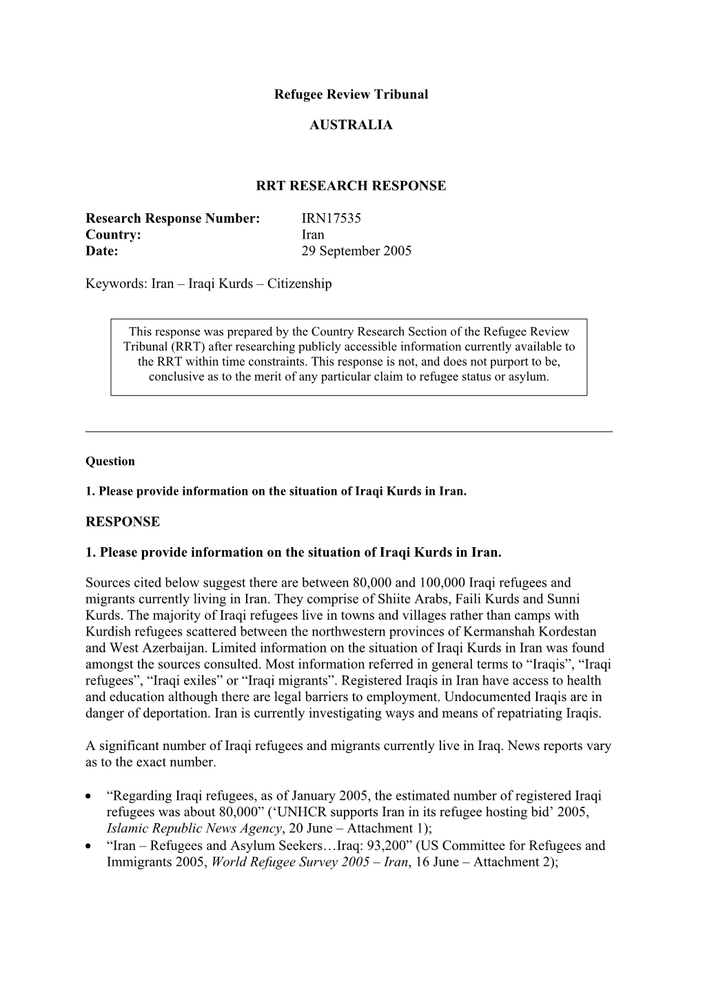 Iran – Iraqi Kurds – Citizenship