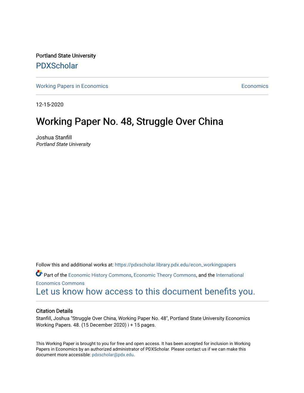 Working Paper No. 48, Struggle Over China