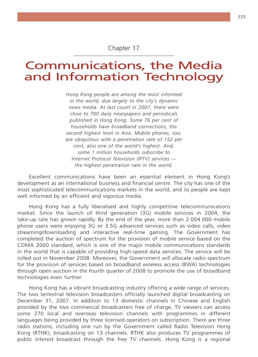 Communications, the Media and Information Technology