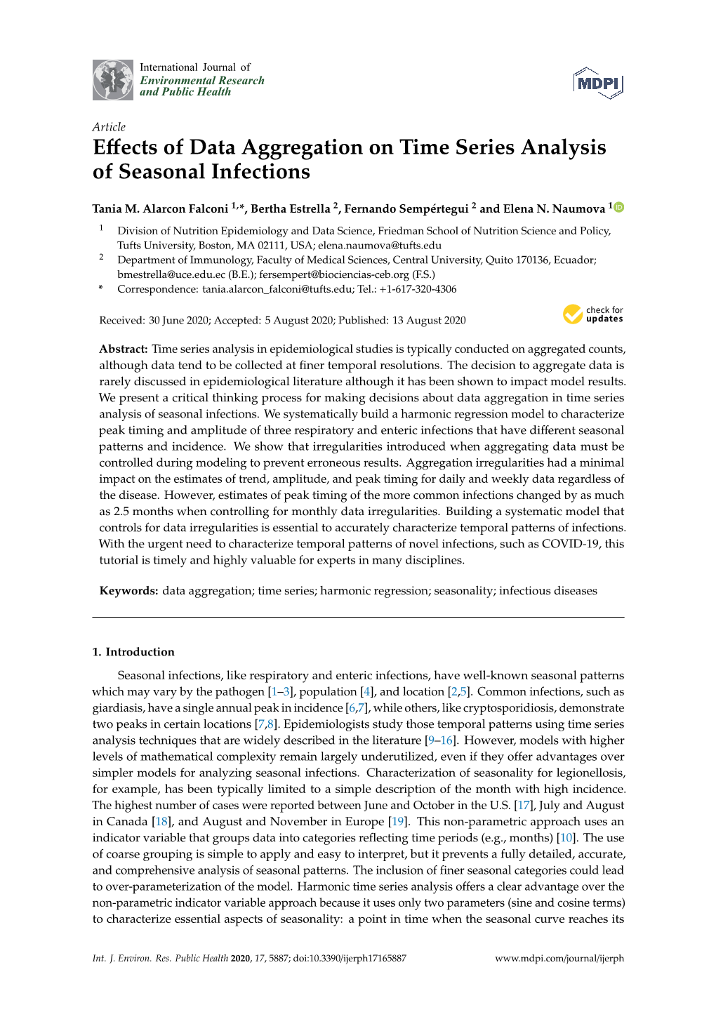 Effects of Data Aggregation on Time Series Analysis of Seasonal Infections