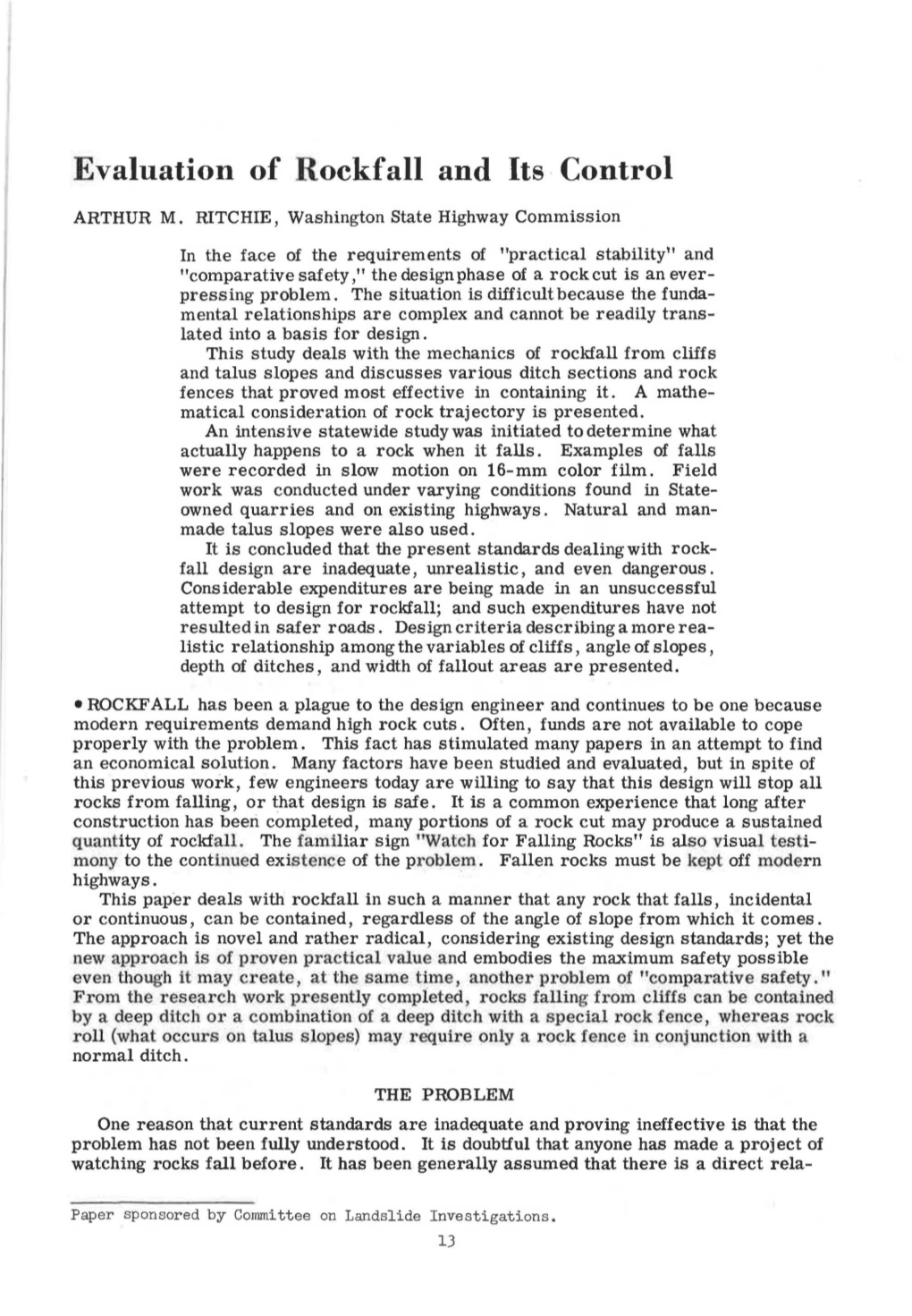 Evaluation of Rockfall and Its Control