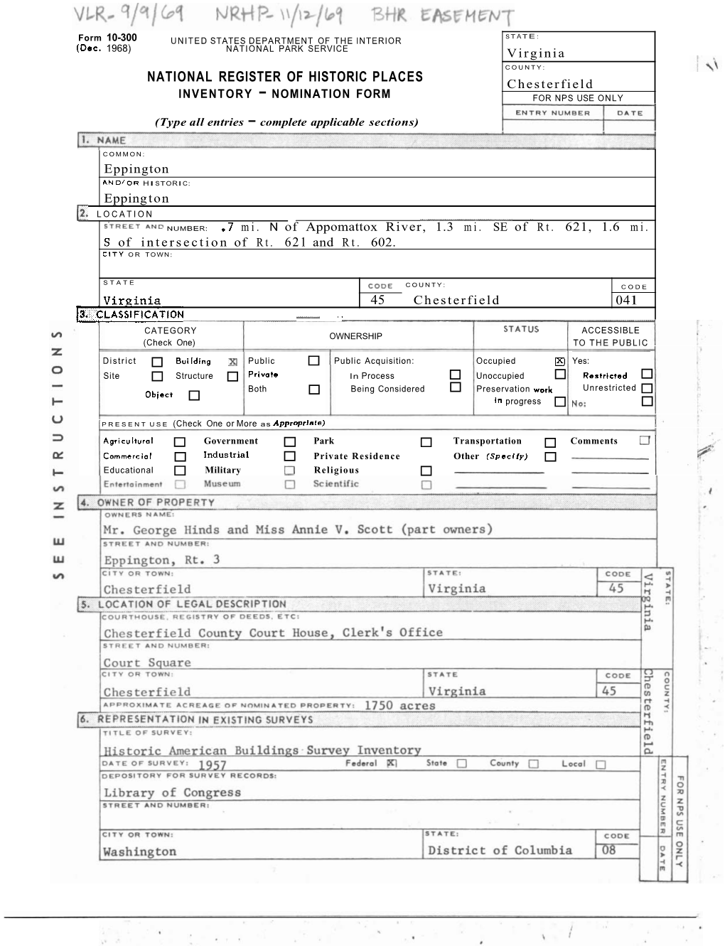 Nomination Form for Nps Use Only