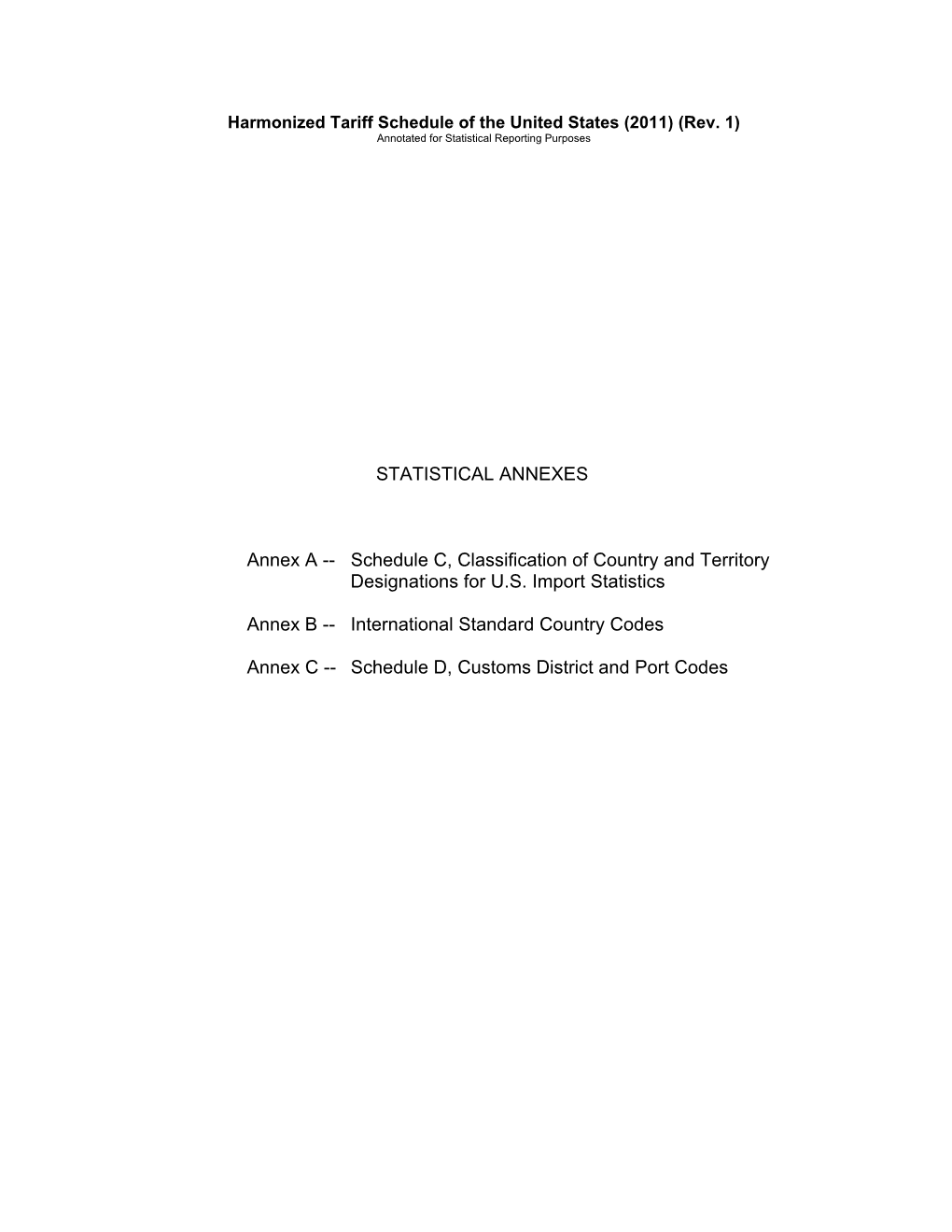 Schedule C, Classification of Country and Territory Designations for U.S