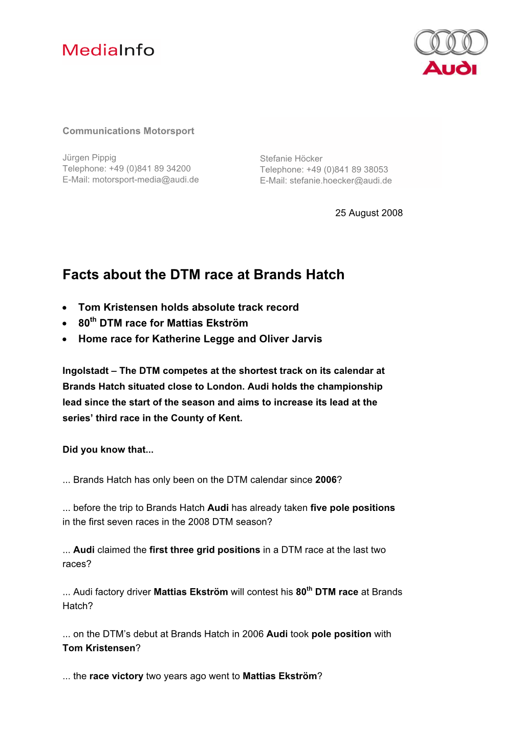 Facts About the DTM Race at Brands Hatch