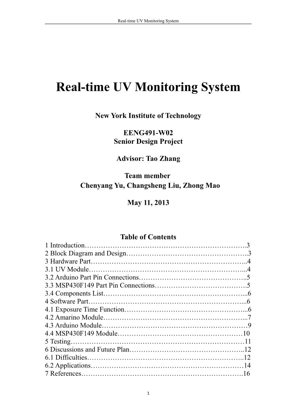 Real-Time UV Monitoring System