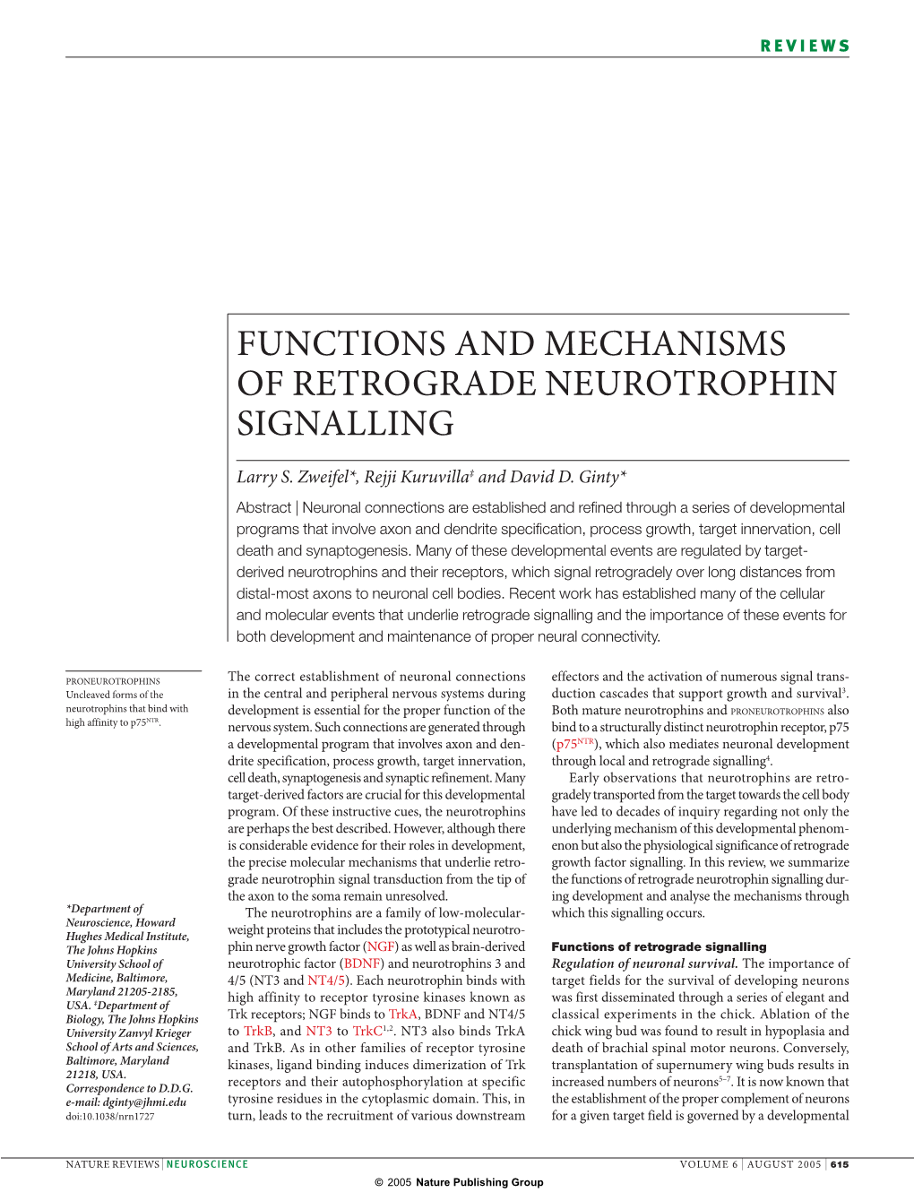 Functions and Mechanisms of Retrograde Neurotrophin Signalling