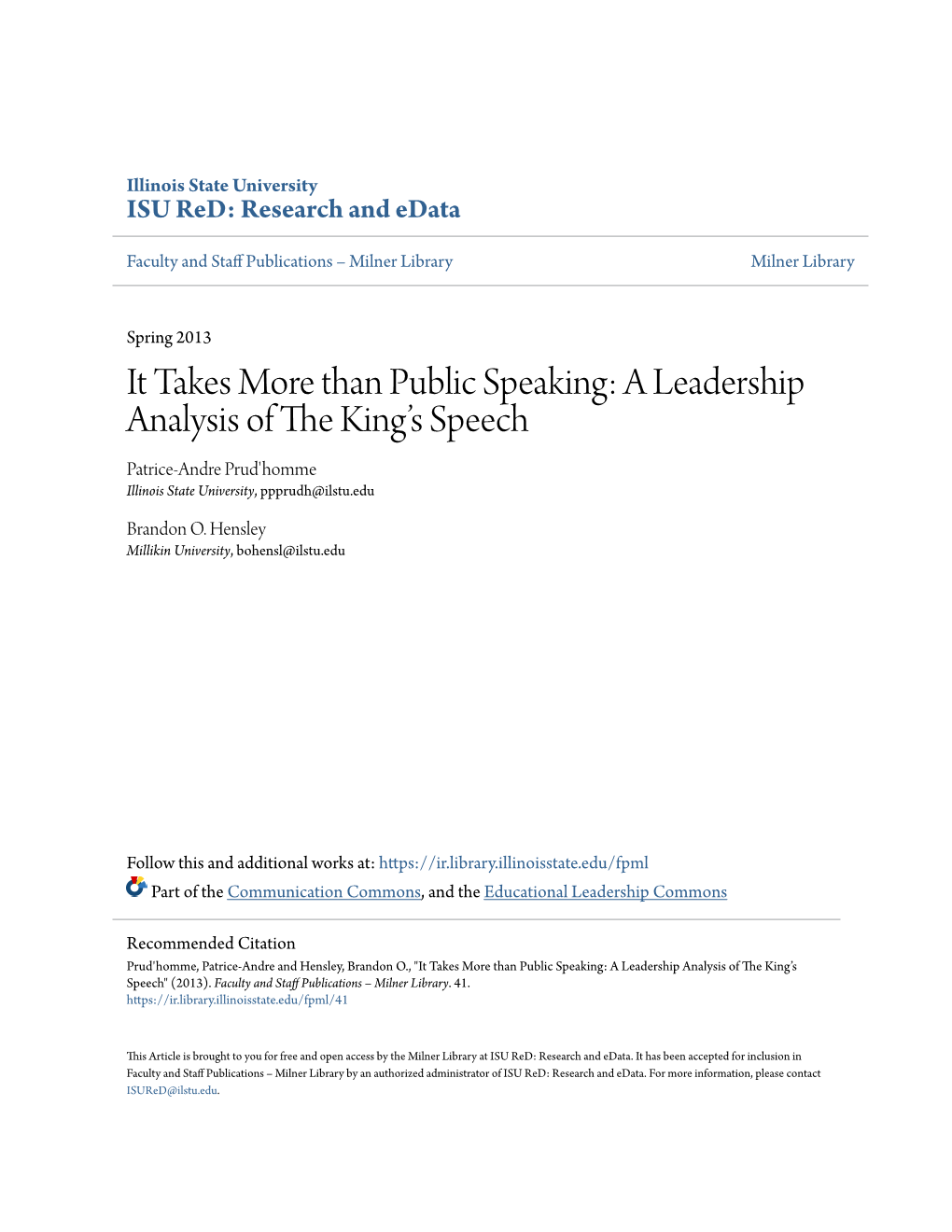 A Leadership Analysis of the King's Speech