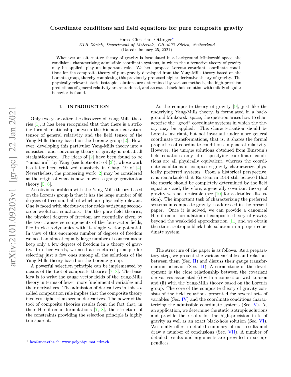 Arxiv:2101.09203V1 [Gr-Qc] 22 Jan 2021 a Powerful Selection Principle Can Be Implemented by Mation Behavior (Sec.III)