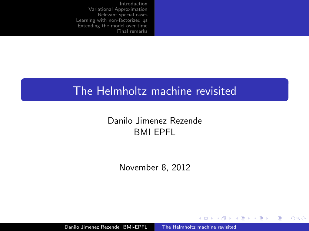 The Helmholtz Machine Revisited, EPFL2012