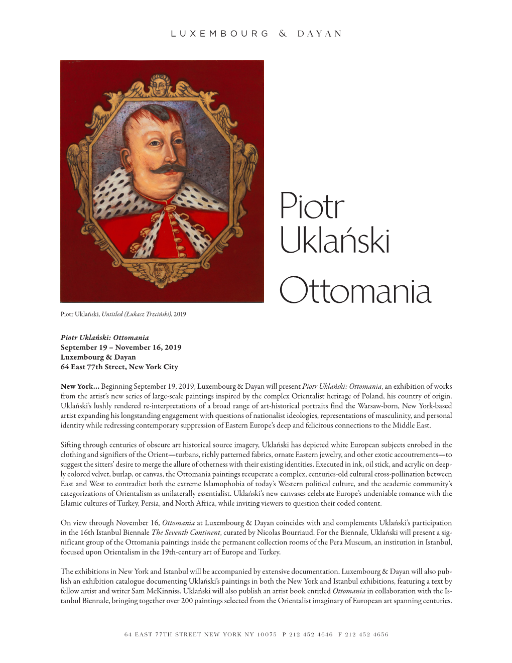 Piotr Uklański Ottomania Piotr Uklański, Untitled (Łukasz Trzciński), 2019