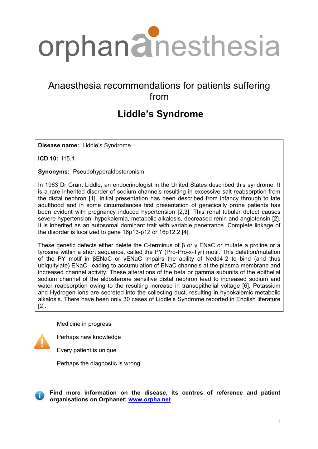 Liddle's Syndrome