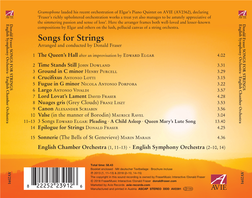 Songs for Strings 138Mm138mm 6,5