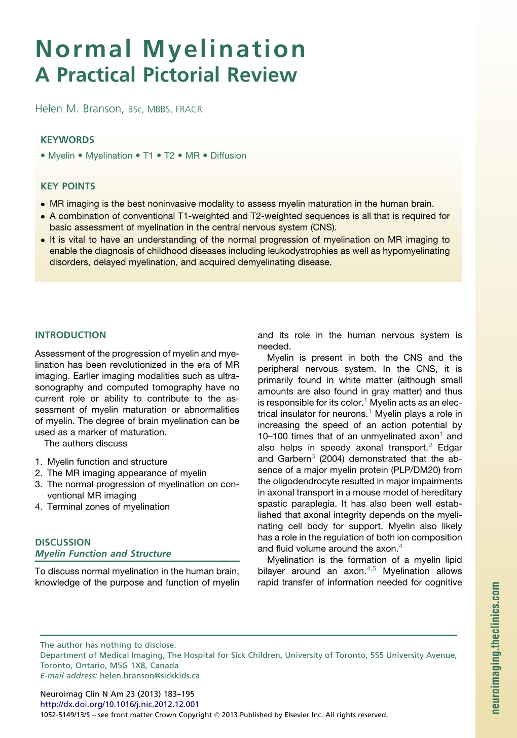 Normal Myelination a Practical Pictorial Review