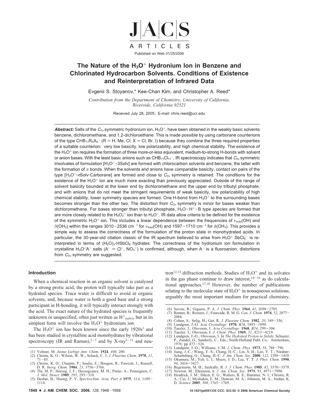 The Nature of the H3O Hydronium Ion in Benzene and Chlorinated Hydrocarbon Solvents