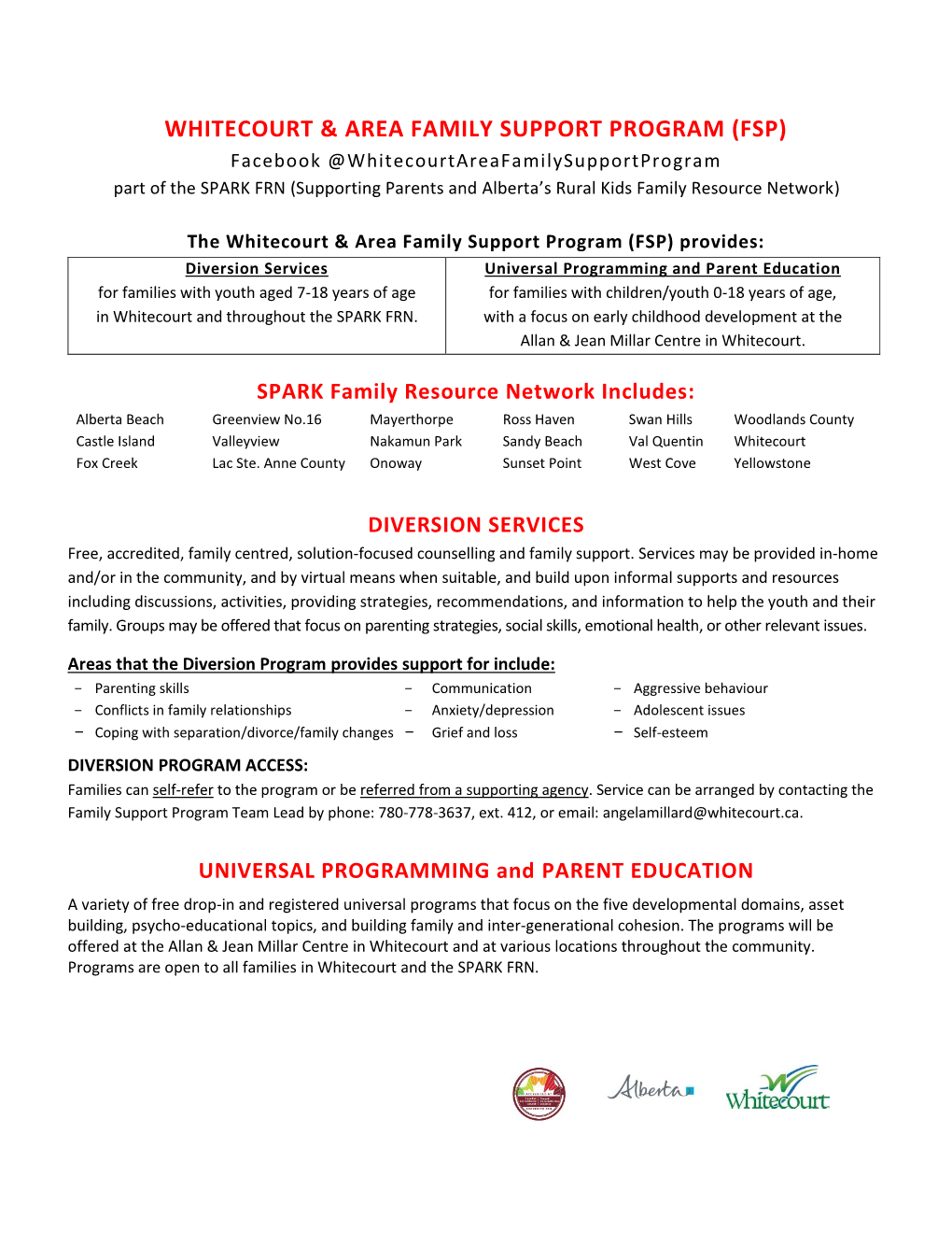 Whitecourt & Area Family Support Program (Fsp)