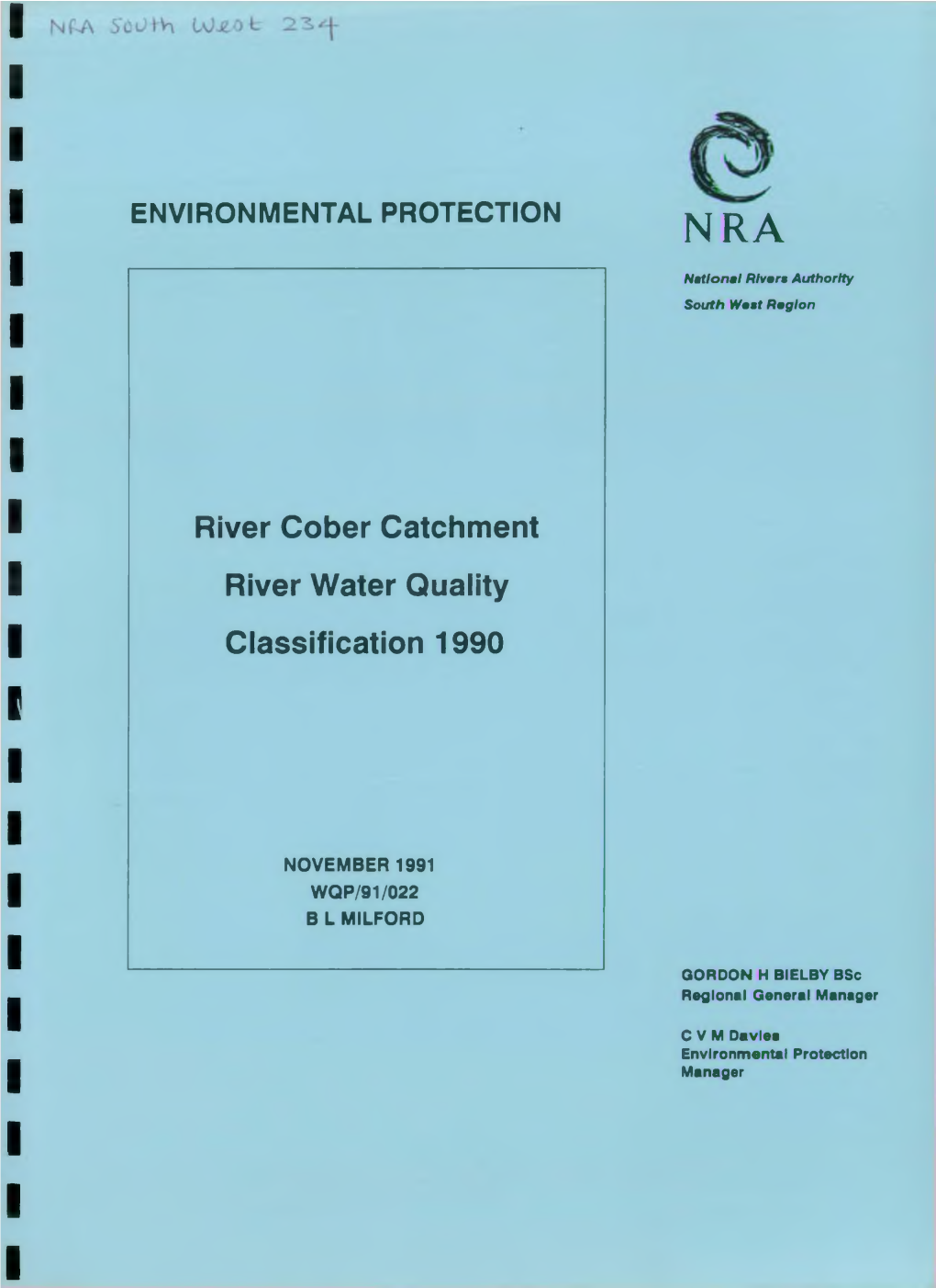 River Cober Catchment River Water Quality Classification 1990