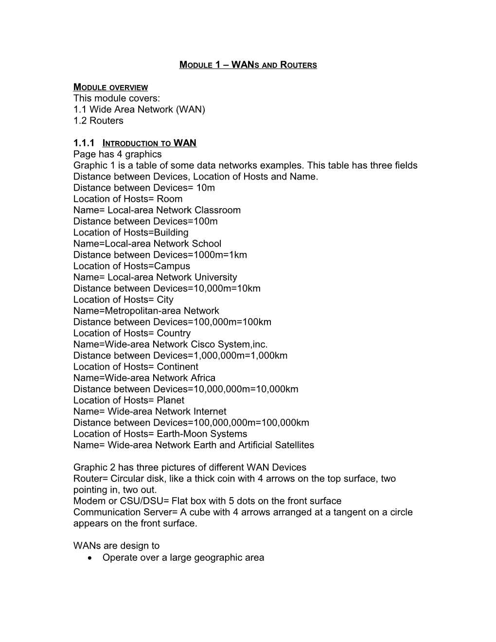 Module 1 Wans and Routers