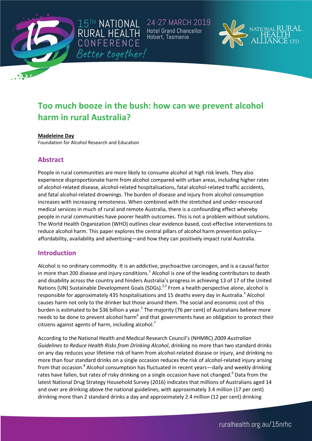 Too Much Booze in the Bush: How Can We Prevent Alcohol Harm in Rural Australia?