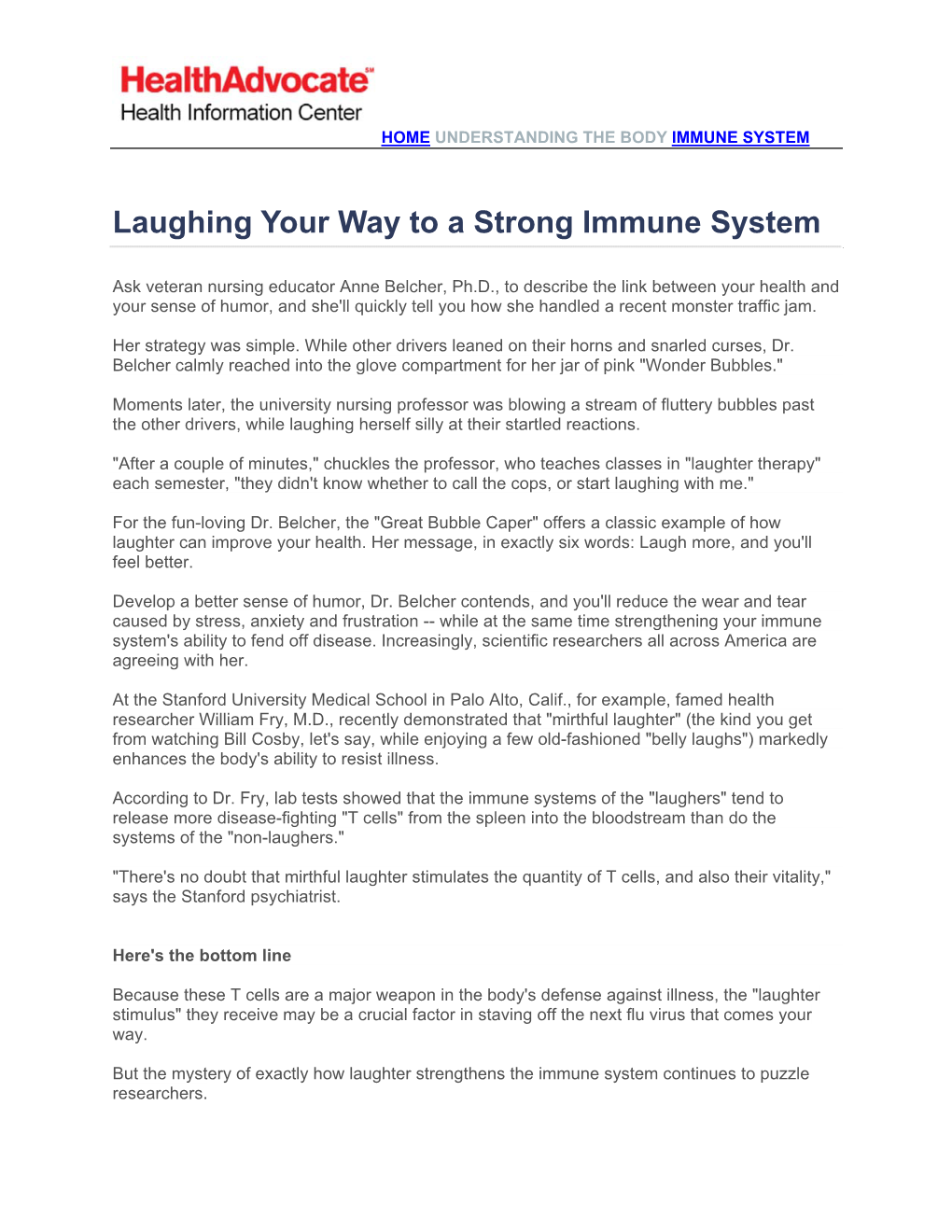 Laughing Your Way to a Strong Immune System