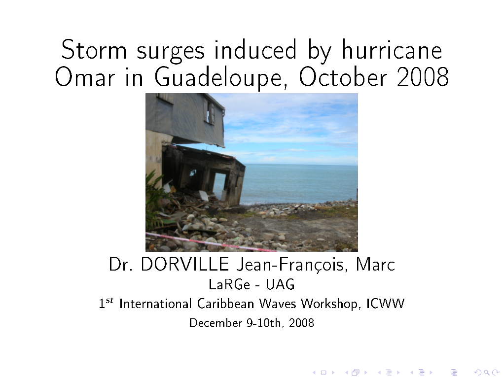 Storm Surges Induced by Hurrican Omar in Guadeloupe, October 2008