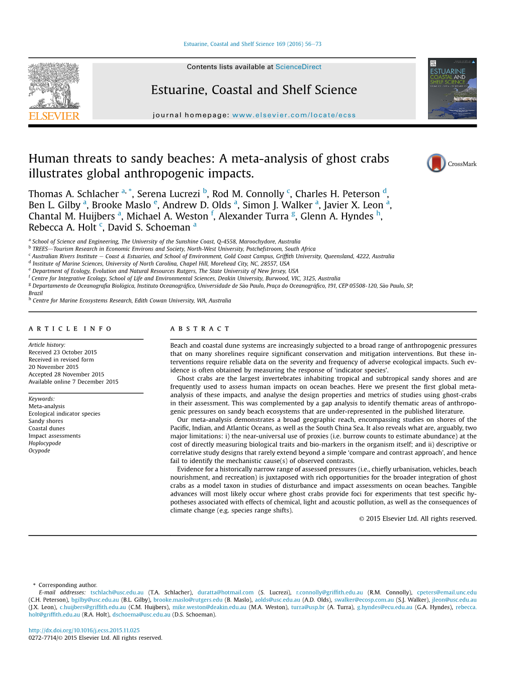 Human Threats to Sandy Beaches – a Meta-Analysis of Ghost Crabs