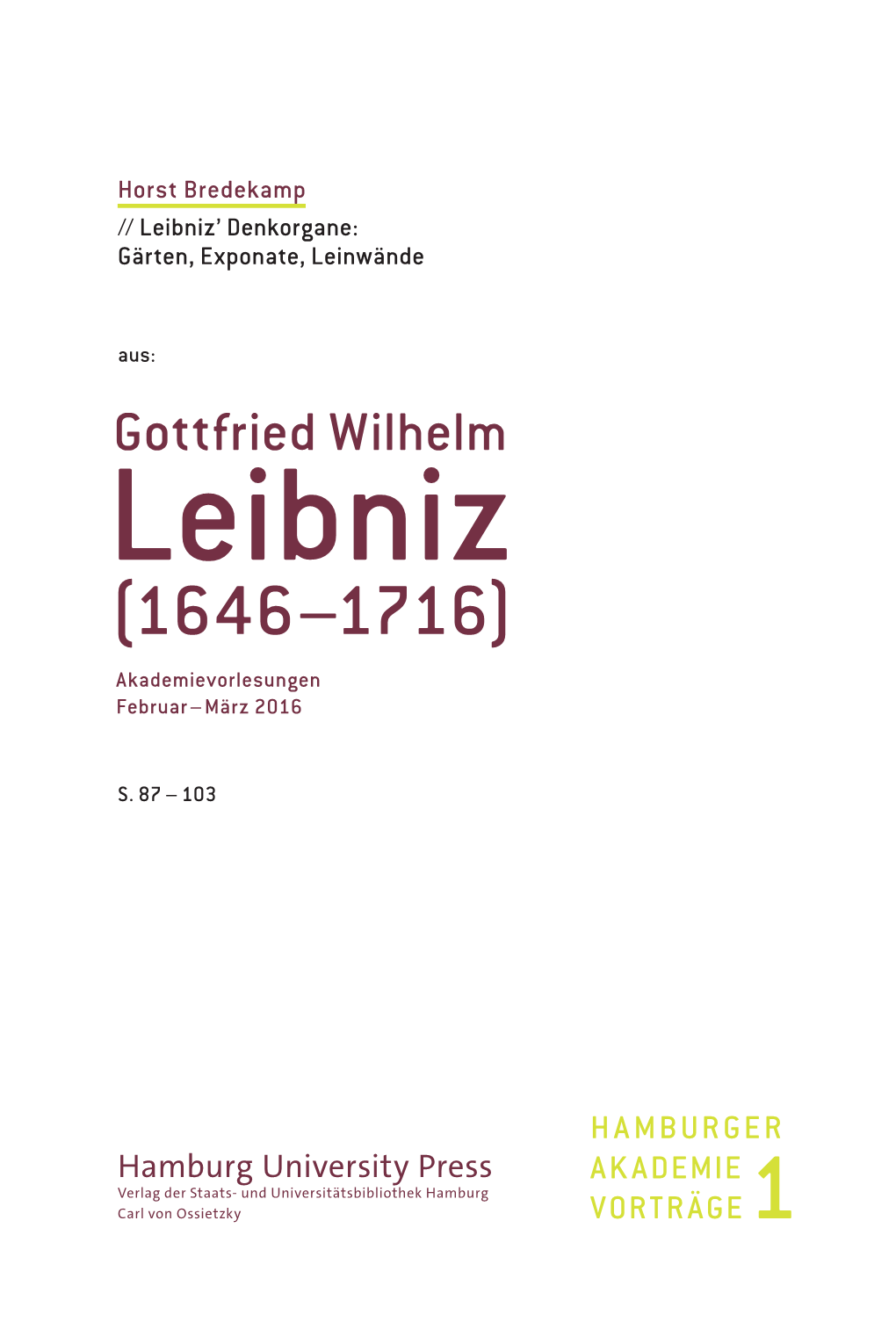 Gottfried Wilhelm Leibniz (1646-1716)