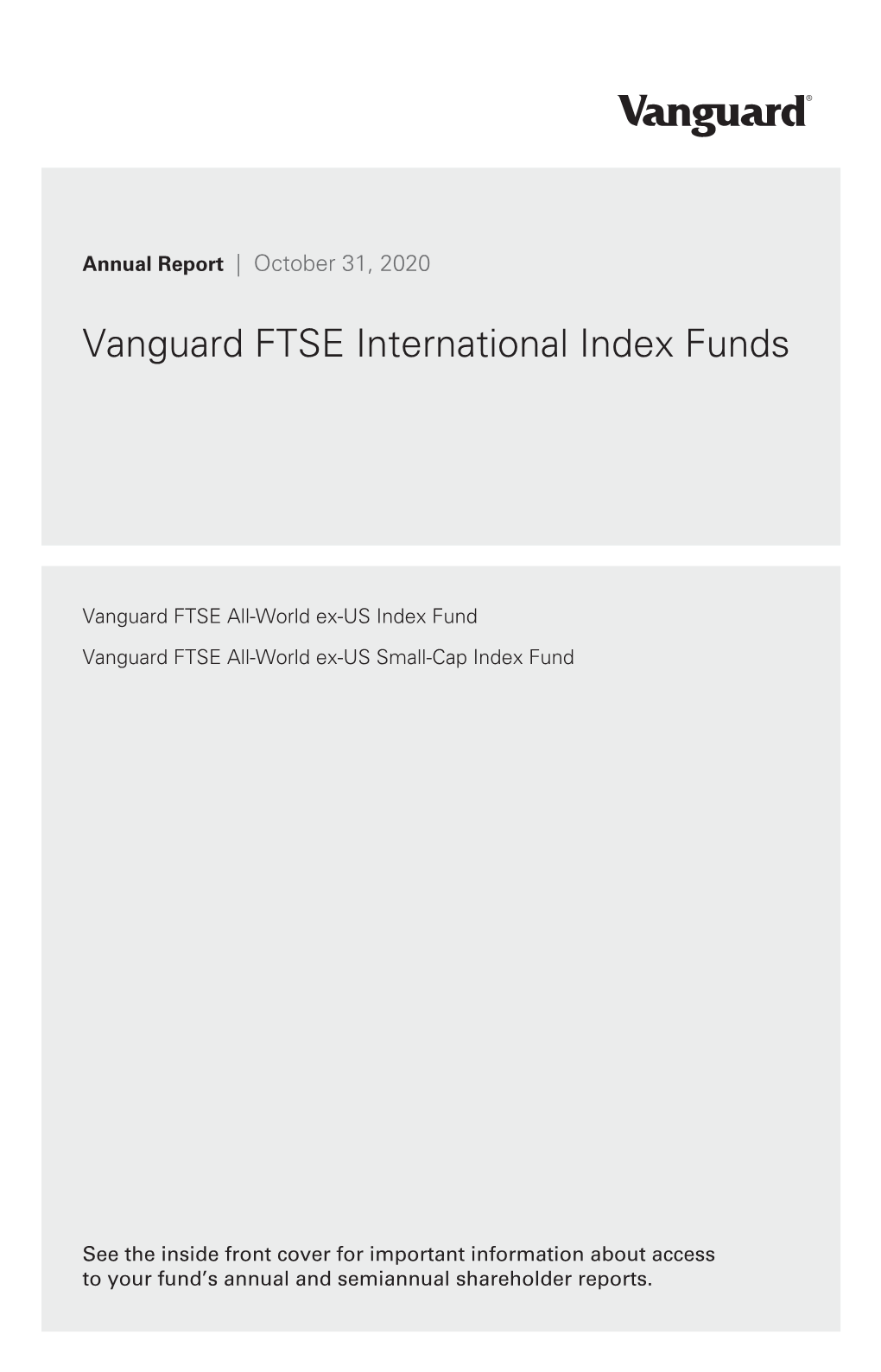 Vanguard FTSE International Index Funds Annual