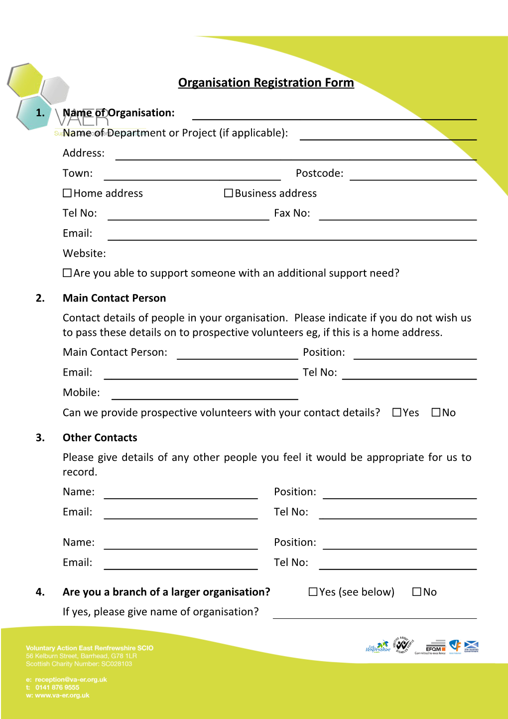 Organisation Registration Form