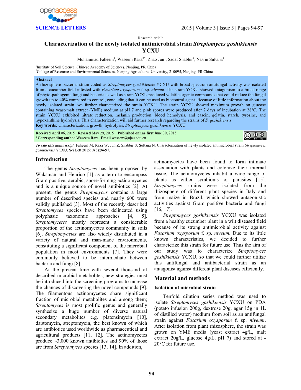 Characterization of the Newly Isolated Antimicrobial Strain Streptomyces