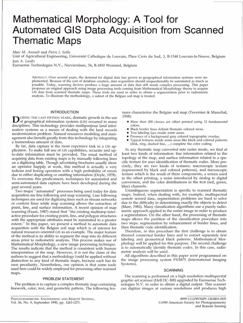 Mathematical Morphology: a Tool for Automated GIS Data Acquisition from Scanned Thematic Maps
