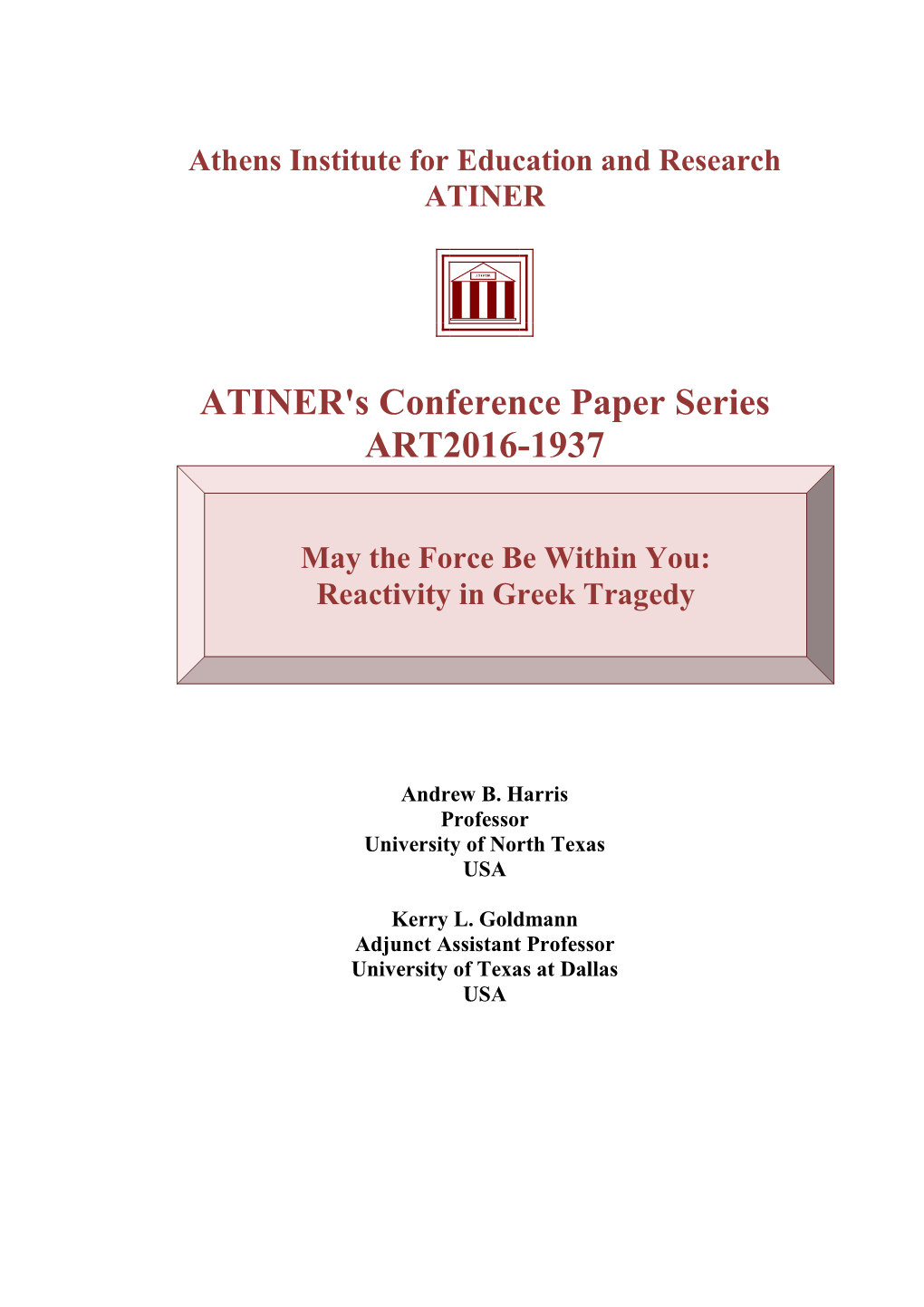 ATINER's Conference Paper Series ART2016-1937