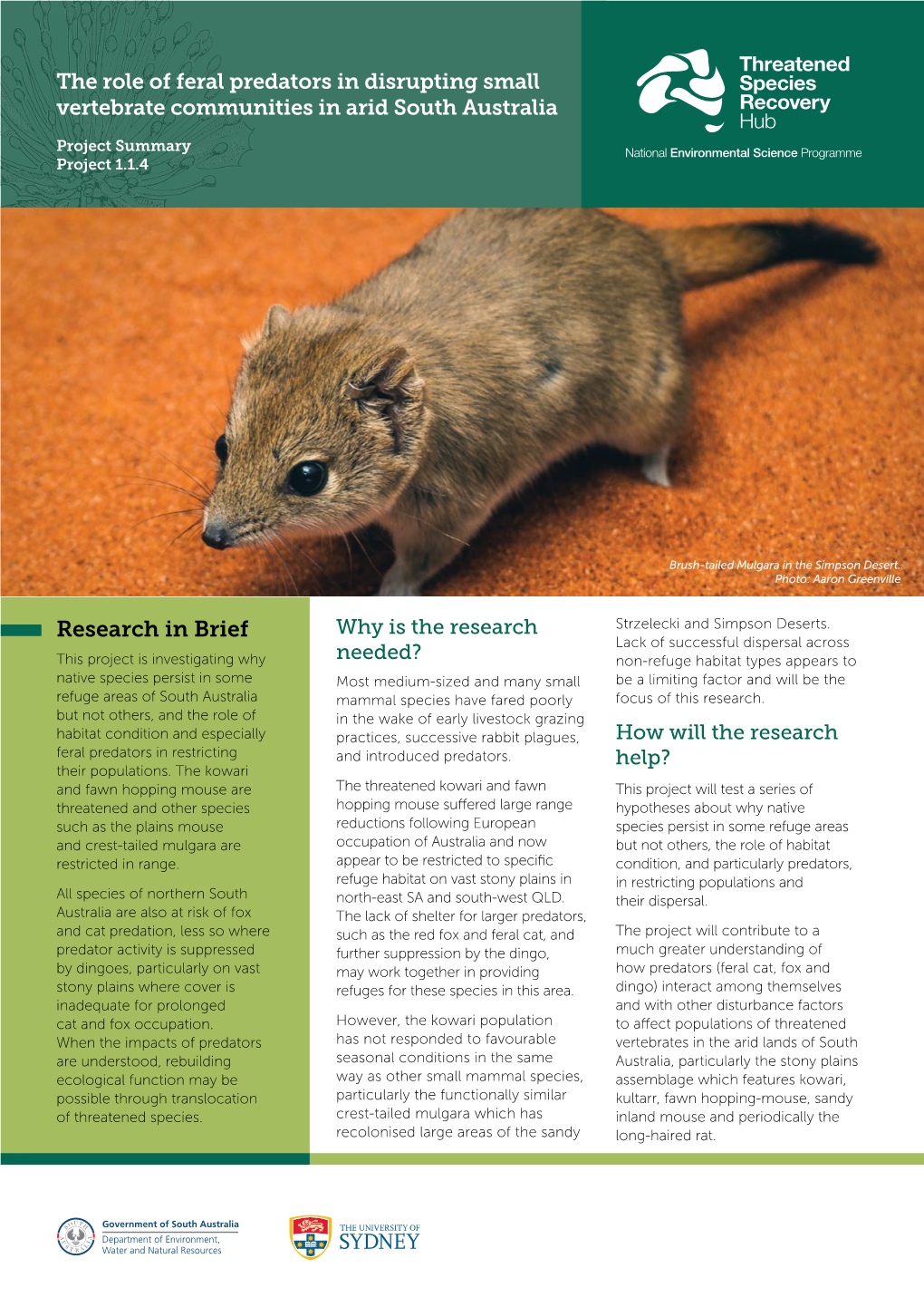 The Role of Feral Predators in Disrupting Small Vertebrate Communities in Arid South Australia