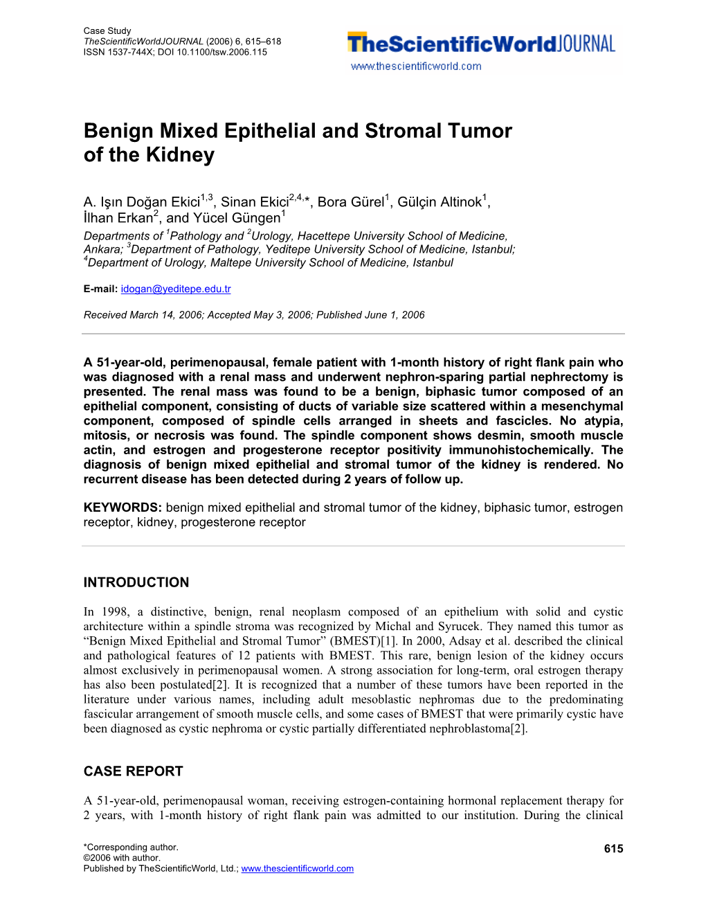 Benign Mixed Epithelial and Stromal Tumor of the Kidney