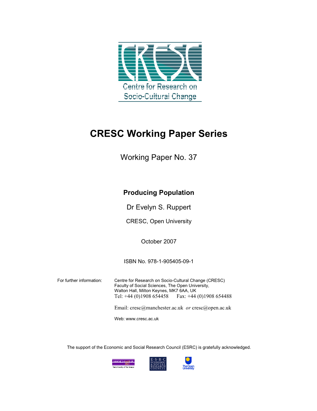 CRESC Working Paper Series