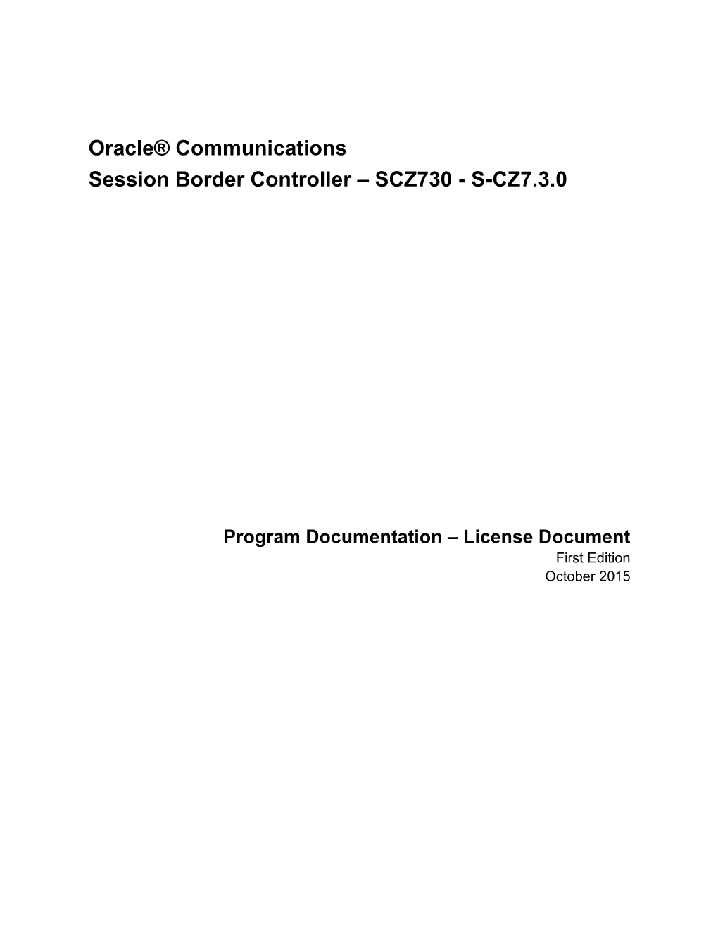 Oracle® Communications Session Border Controller – SCZ730 - S-CZ7.3.0