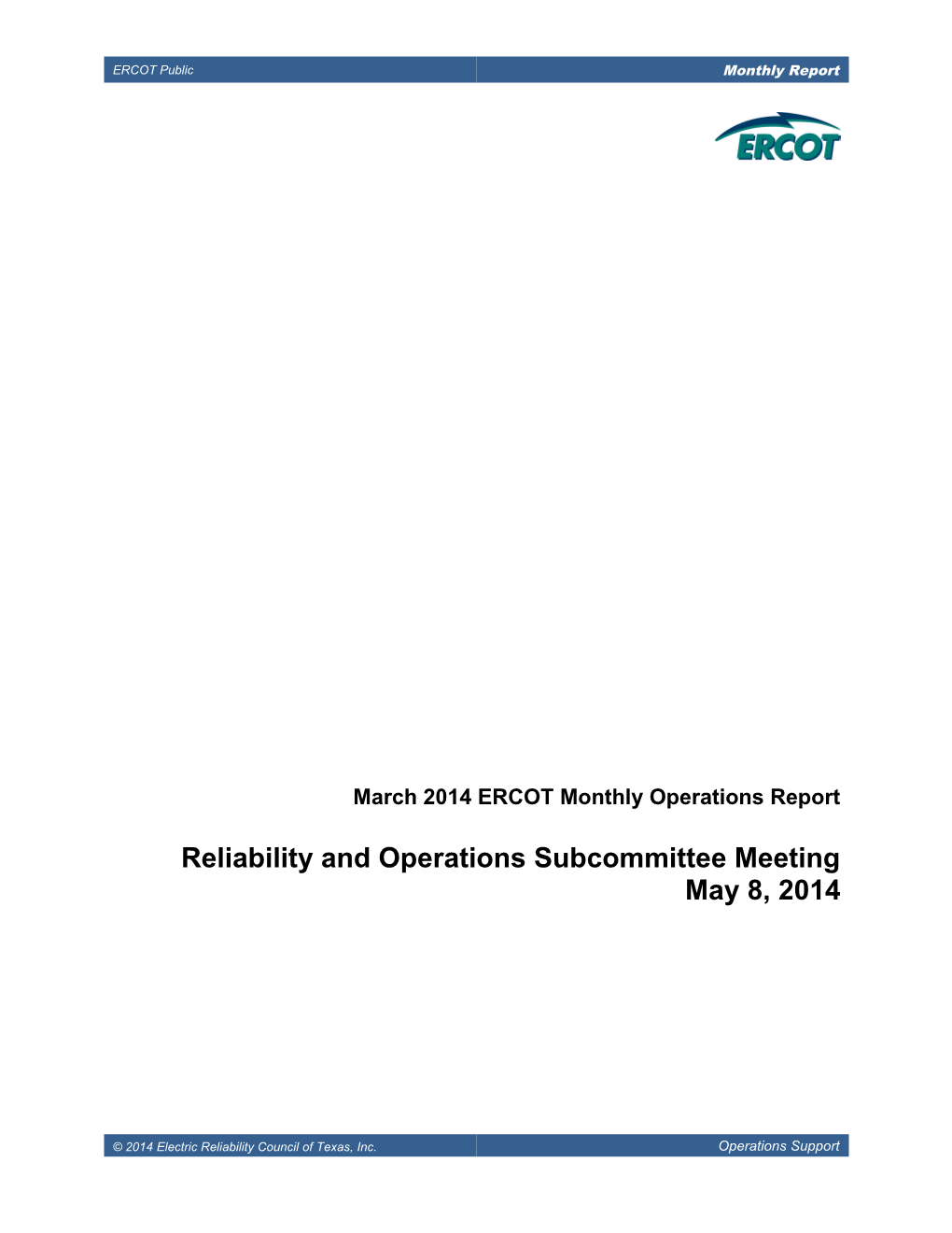 Reliability and Operations Subcommittee Meeting