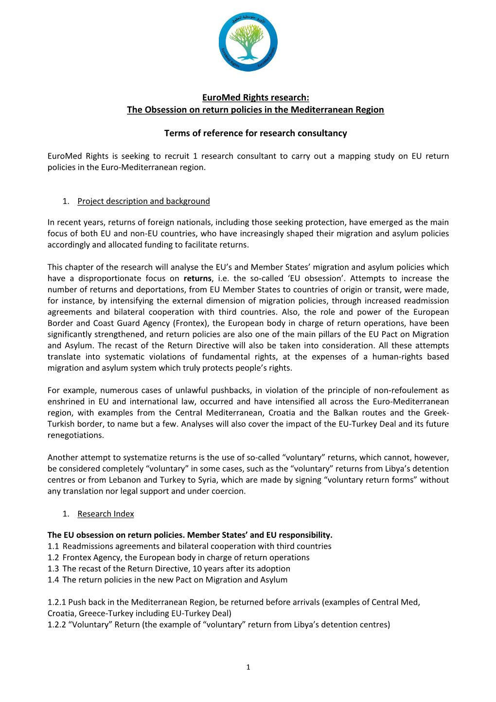 Euromed Rights Research: the Obsession on Return Policies in the Mediterranean Region