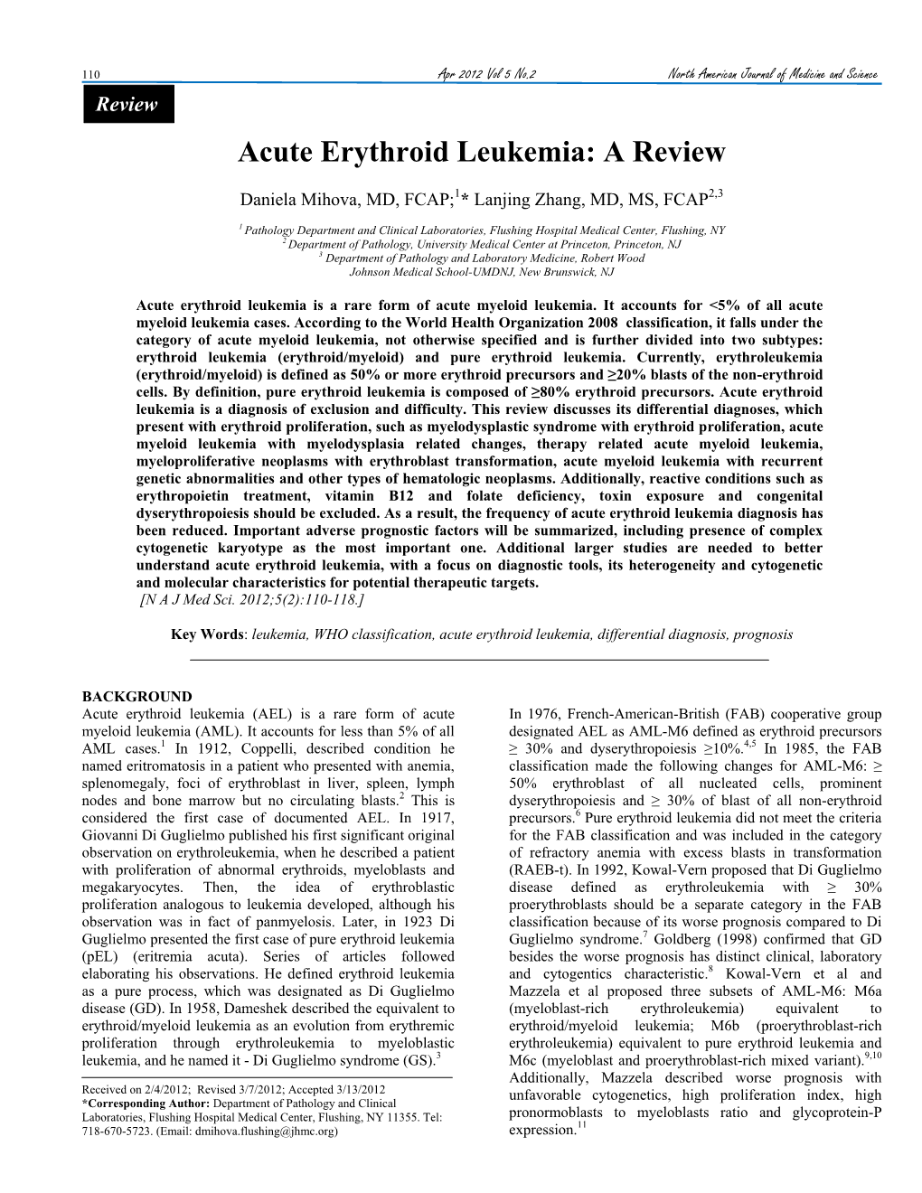Acute Erythroid Leukemia: a Review