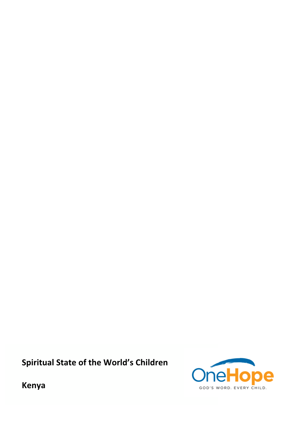 Spiritual State of the World's Children Kenya