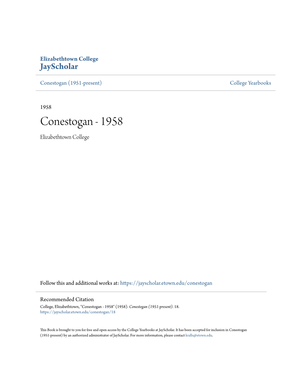 Conestogan (1951-Present) College Yearbooks