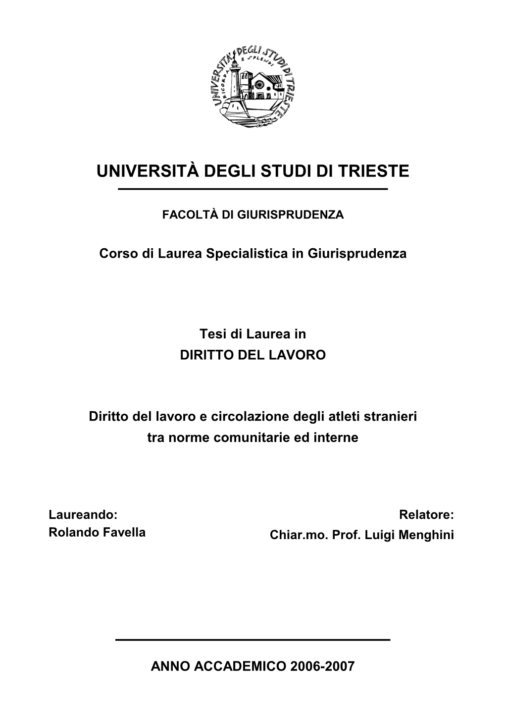 Diritto Del Lavoro E Circolazione Degli Atleti Stranieri Tra Norme Comunitarie Ed Interne