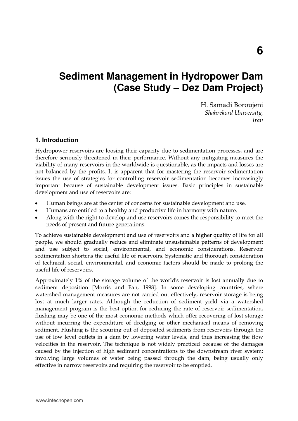 Sediment Management in Hydropower Dam (Case Study – Dez Dam Project)