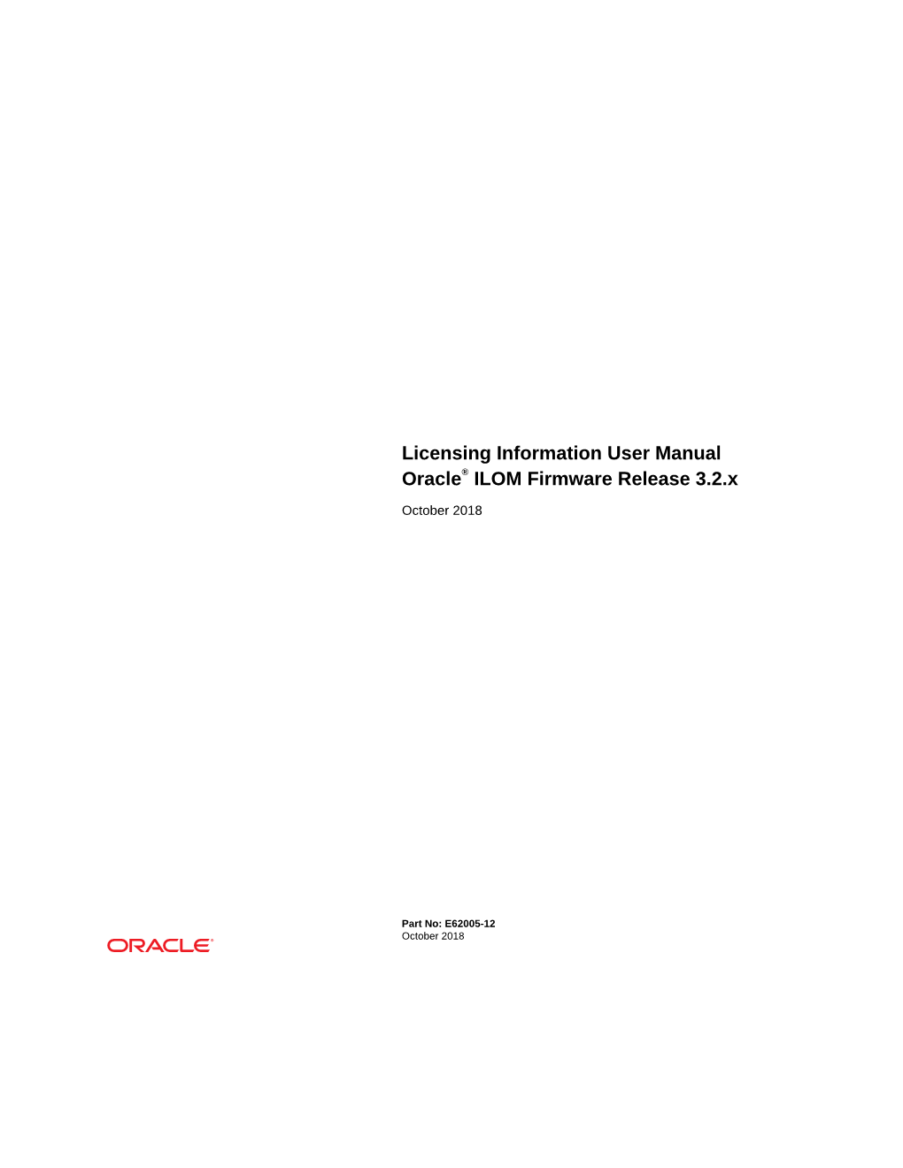 Licensing Information User Manual Oracle® ILOM