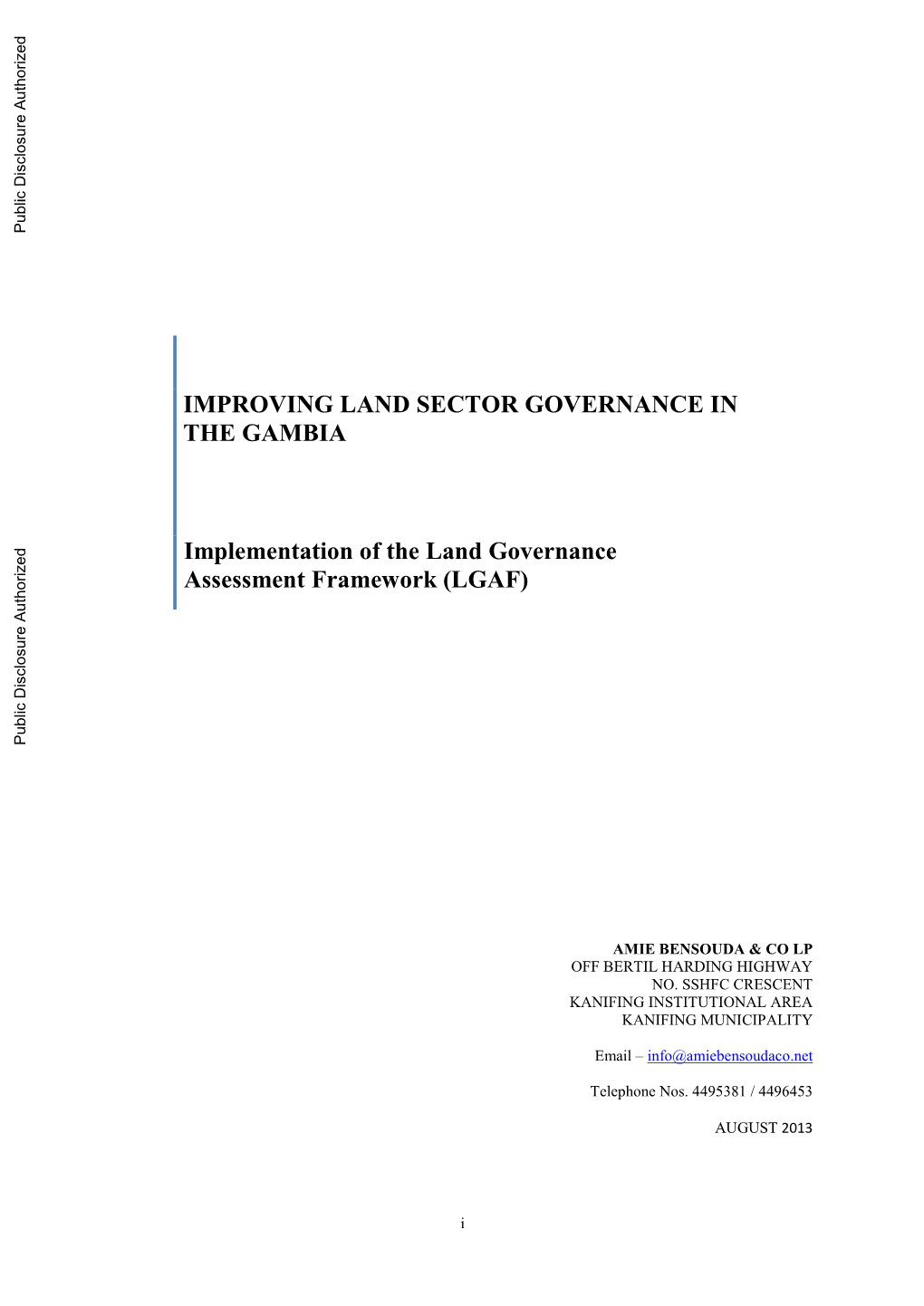 Improving Land Sector Governance in the Gambia