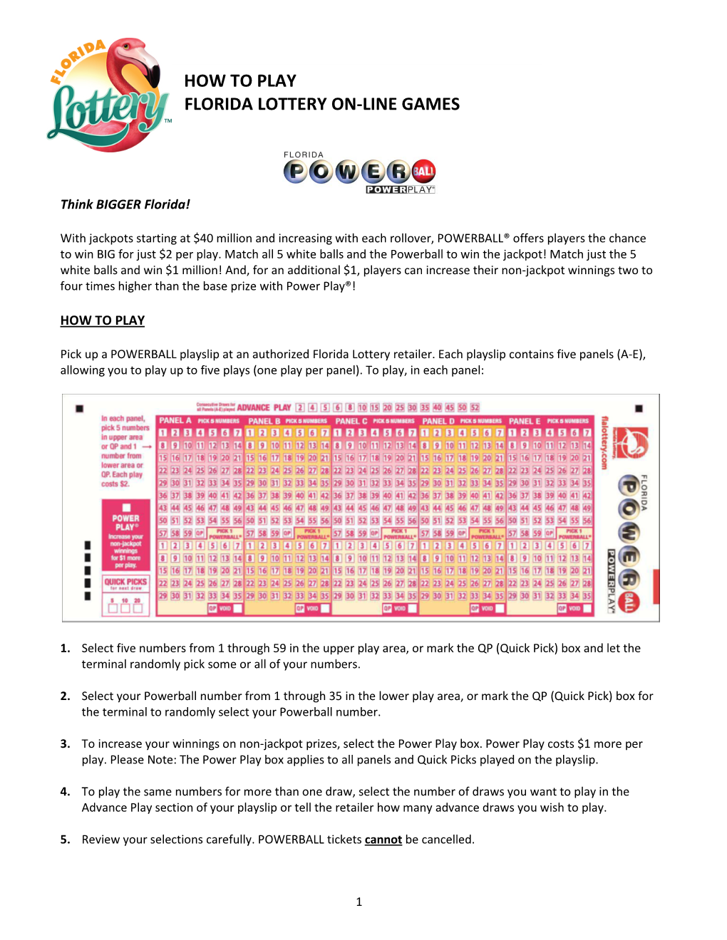 How to Play Florida Lottery On-Line Games